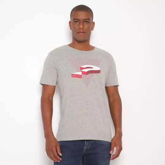 Camiseta Logo Guess®- Cinza & Vermelha- Guess