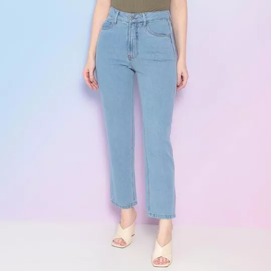 Calça Jeans Mom Com Recortes- Azul Claro- Morena Rosa