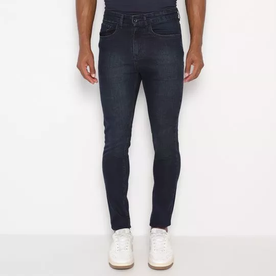 Calça Jeans Skinny Com Bolsos- Azul Escuro- Aramis