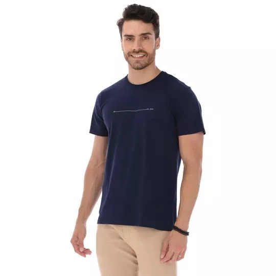 Camiseta Listra- Azul Marinho & Branca- Vide Bula