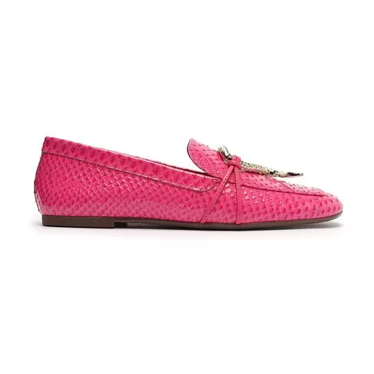 Loafer Com Aviamento- Pink & Prateado- Schutz