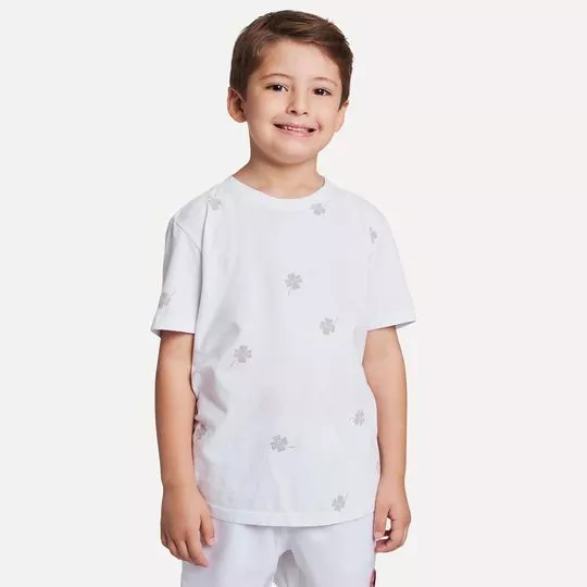 Camiseta Trevo -  Branca & Cinza Claro - Reserva Mini