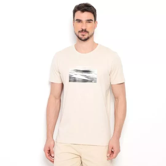 Camiseta Com Inscrições- Bege & Branca- Colcci