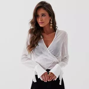 Blusa Com Transparência<BR>- Branca