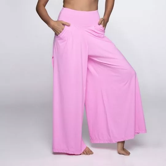 Calça Pantalona Com Bolsos- Rosa- Brazil Del Mar