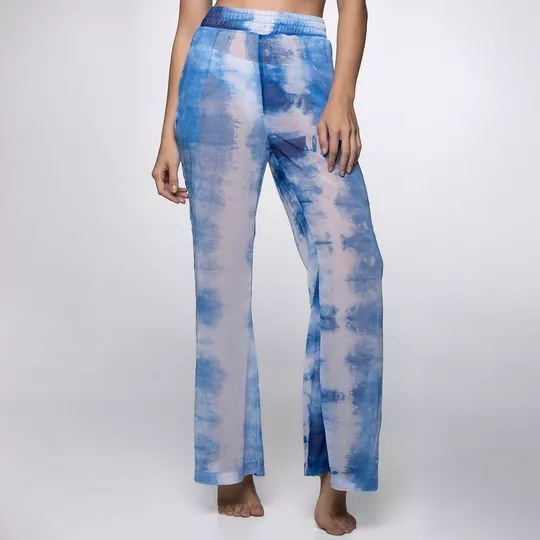 Calça Pantalona Tie Dye- Azul Escuro & Branca- Brazil Del Mar