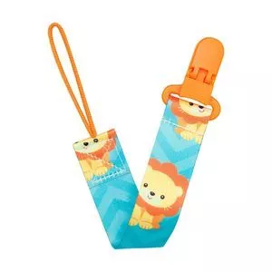 Prendedor De Chupeta Animal Fun Leãozinho<BR>- Azul & Laranja<BR>- 26x3,5x1cm<BR>- Buba