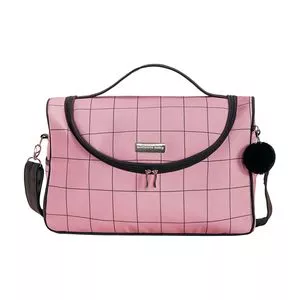 Bolsa De Mão Boston<BR>- Rosa & Preta<BR>- 28x43x15cm<BR>- Batistela