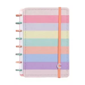 Caderno Inteligente Arco-Íris Em Couro<BR>- Rosa Claro & Laranja Claro<BR>- 80 Folhas<BR>- Pautada<BR>- 22,5x17x2,5cm<BR>- CADERNO-INTELIGENTE