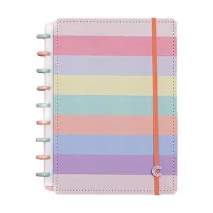 Caderno Inteligente Arco-Íris Em Couro<BR>- Rosa Claro & Laranja Claro<BR>- 80 Folhas<BR>- Pautada<BR>- 25,5x20x2,5cm<BR>- CADERNO-INTELIGENTE