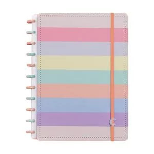 Caderno Inteligente Arco-Íris Em Couro<BR>- Rosa Claro & Laranja Claro<BR>- 80 Folhas<BR>- Pautada<BR>- 29x23x2,3cm<BR>- CADERNO-INTELIGENTE