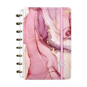 Caderno Inteligente Agatha Em Couro<BR>- Rosa & Dourado<BR>- 80 Folhas<BR>- Pautada<BR>- 22,3x16,5x2,3cm<BR>- CADERNO-INTELIGENTE