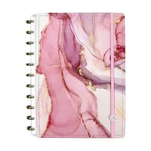 Caderno Inteligente Agatha Em Couro<BR>- Rosa & Dourado<BR>- 80 Folhas<BR>- Pautada<BR>- 28,5x22,5x2,5cm<BR>- Reval