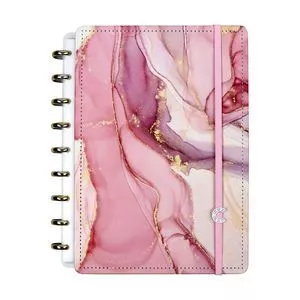 Caderno Inteligente Agatha Em Couro<BR>- Rosa & Dourado<BR>- 80 Folhas<BR>- Pautada<BR>- 25,5x20x2,3cm<BR>- CADERNO-INTELIGENTE