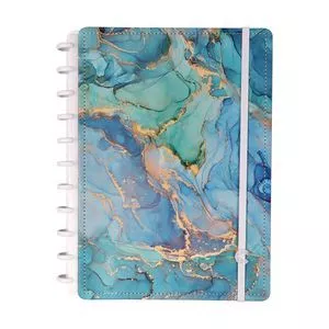 Caderno Inteligente By Luara Maldives Em Couro<BR>- Verde Água & Dourado<BR>- 80 Folhas<BR>- Pautada<BR>- 28,5x22,5x2,3cm<BR>- CADERNO-INTELIGENTE