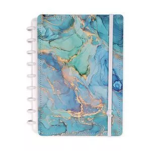 Caderno Inteligente By Luara Maldives Em Couro<BR>- Verde Água & Dourado<BR>- 80 Folhas<BR>- Pautada<BR>- 26x19x1cm<BR>- Reval