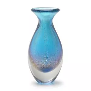 Vaso Mini Alto<BR>- Azul Claro & Dourada<BR>- 18xø9cm