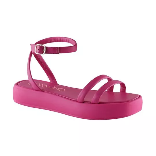 Sandália Plataforma Com Tiras- Pink- Salto: 3,5cm