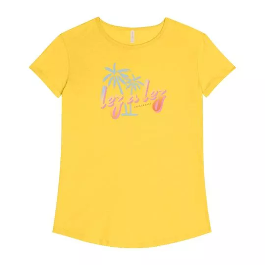 Camiseta Com Inscrição- Amarela & Rosa