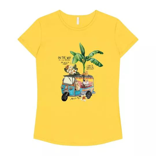 Camiseta Com Inscrições- Amarela & Verde