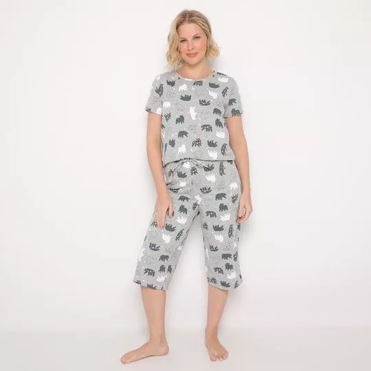 Pijama Urso Polar- Cinza & Branco- Malwee