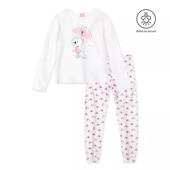 Pijama Guarda Chuva- Branco & Rosa