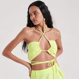 Cropped Frente Única Strappy<BR>- Amarelo Neon<BR>- My Favorite Things
