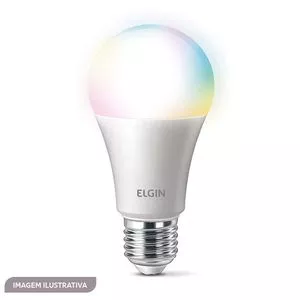Lâmpada Bulbo Smart Color<BR>- Branca & Prateada<BR>- 12,3x6,1x6,1cm<BR>- Bivolt<BR>- 10W<BR>- RGB<BR>- Elgin