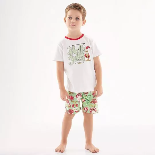 Pijama Duendes- Branco & Verde Claro- Up Baby- Up Baby & Up Kids