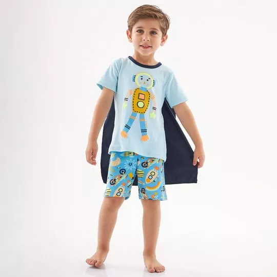 Pijama Astronauta- Azul Claro & Azul Marinho- Up Baby- Up Baby & Up Kids