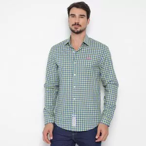 Camisa Slim Fit La Martina®<BR>- Azul & Verde