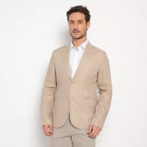 Blazer Em Linho<BR>- Bege