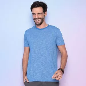 Camiseta Em Mescla<BR>- Azul