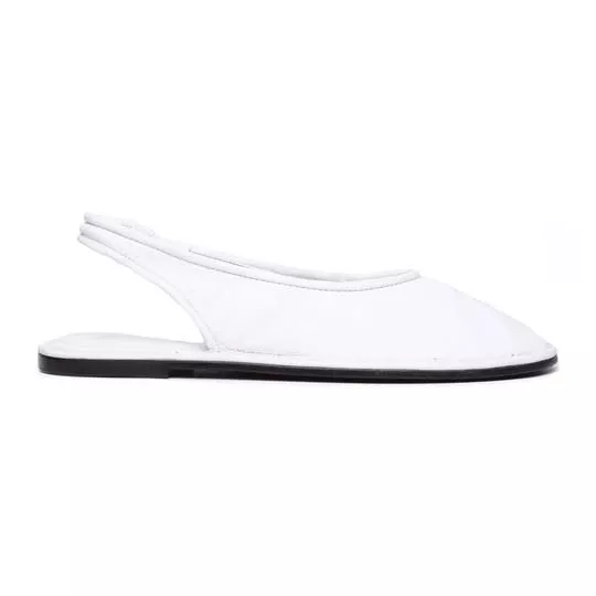 Slingback Em Couro- Branco