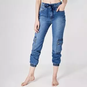 Calça Jeans Jogger Com Bolsos<BR>- Azul Escuro<BR>- Zait Jeans