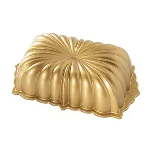 Forma Para Bolo Nordic Ware Classic Fluted Loaf<BR>- Dourada<BR>- 9x15x25cm<BR>- Hudson