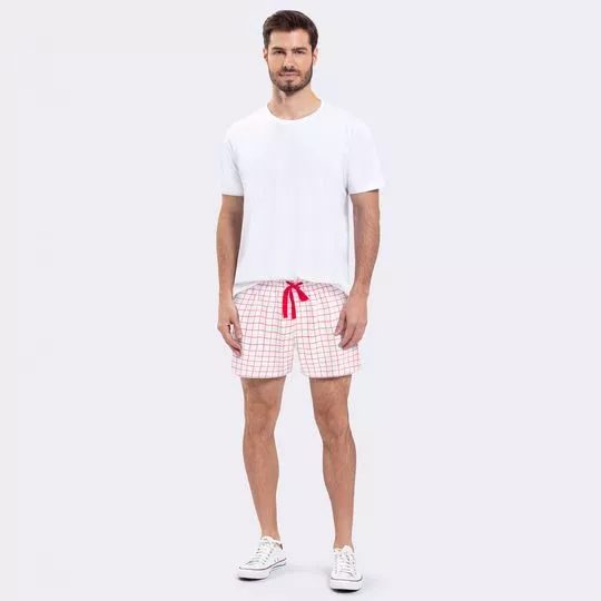 Pijama Xadrez- Branco & Vermelho