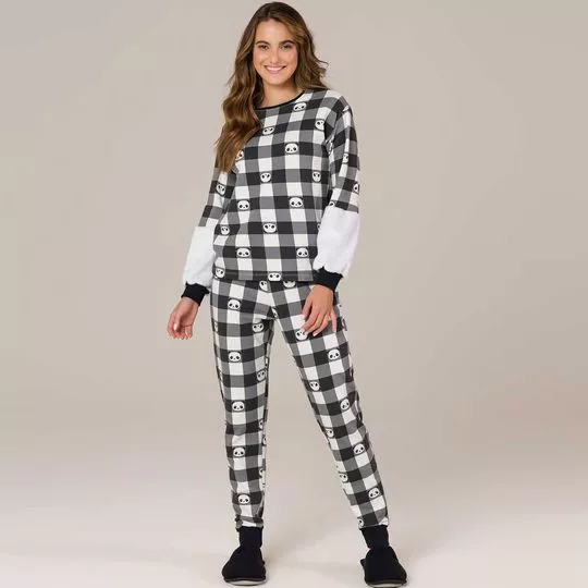 Pijama Xadrez- Branco & Preto- Espaço Pijamas