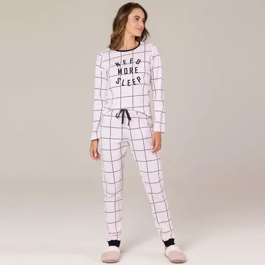 Pijama Quadriculado- Branco & Preto- Espaço Pijamas