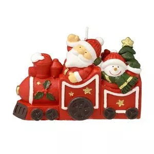 Vela Trem De Natal<BR>- Vermelha & Branca<BR>- 8,5x14x5cm<BR>- Mabruk