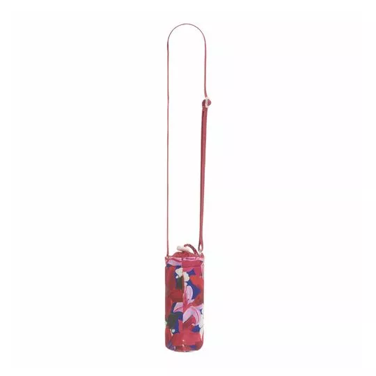Porta-Garrafa Floral- Vermelho Escuro & Rosa- 23,4xØ8,2cm