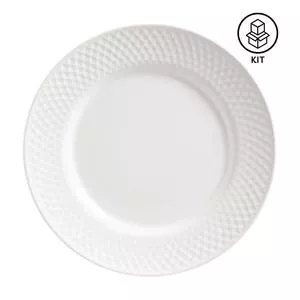 Jogo De Pratos Rasos Split White<BR>- Branco<BR>- 6Pçs<BR>- Alleanza Ceramica