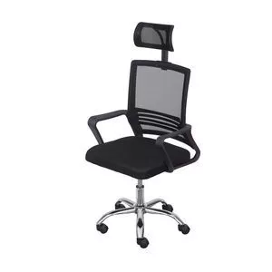 Cadeira Office Alta<BR>- Preta & Prateada<BR>- 121x57,5x51cm<BR>- Or Design