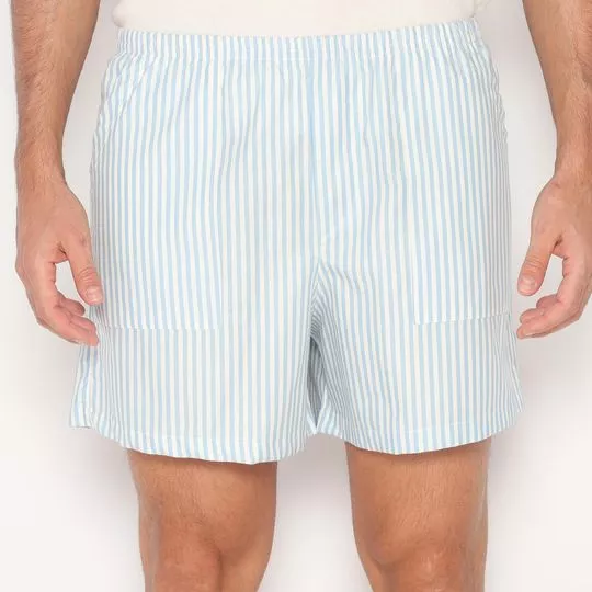 Short Listrado- Azul Claro & Branco- Sonhatto