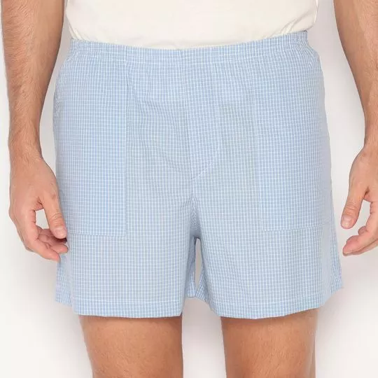 Short Xadrez- Azul Claro & Branco- Sonhatto