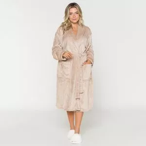 Roupão Em Plush<BR>- Marrom Claro<BR>- Anna Kock Sleepwear