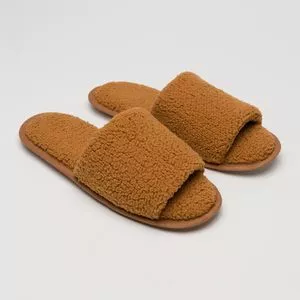 Chinelo Em Pelúcia<BR>- Caramelo<BR>- Anna Kock Sleepwear