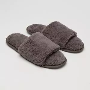 Chinelo Em Pelúcia<BR>- Cinza<BR>- Anna Kock Sleepwear