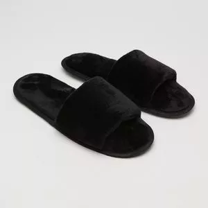 Chinelo Em Pelúcia<BR>- Preto<BR>- Anna Kock Sleepwear