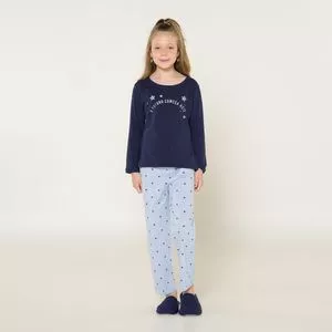 Pijama Estrelas<BR>- Azul Marinho & Azul Claro<BR>- Anna Kock Sleepwear